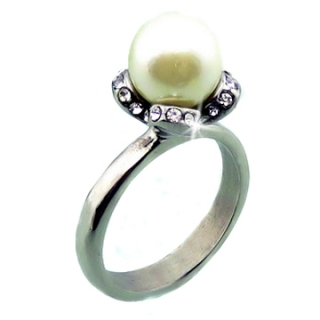 Elegantný prsteň biela perla ny4337 chirurgická oceľ veľ.54