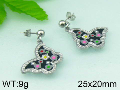 Náušnice Butterfly enamel ny3612 chirurgická oceľ