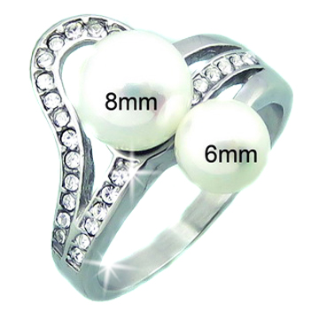 Krásny perlový prsteň ny4317 chirurgická oceľ veľ.58