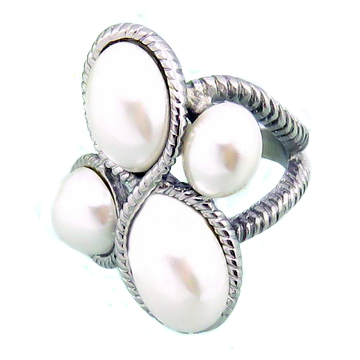 Elegantný prsteň perlový ny4399 chirurgická oceľ veľ.52